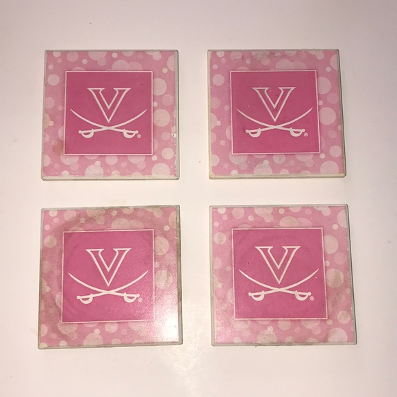 UVA Set/4 Stonewear Logo Coasters - Picture 1 of 6